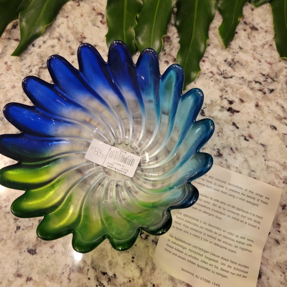 Pretty Studio Nova Solaris Blue Green Glass Bowl with Original Sticker and Box - Picture 3 of 10